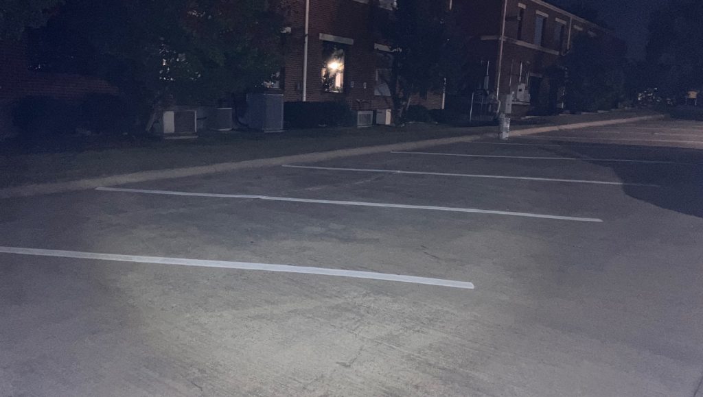 Global Advance parking lot freshly painted with numbers