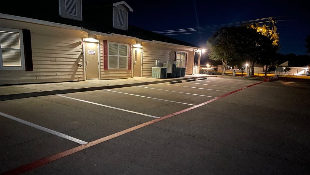 basketball court at The Kid's Corral with freshly painted line markings