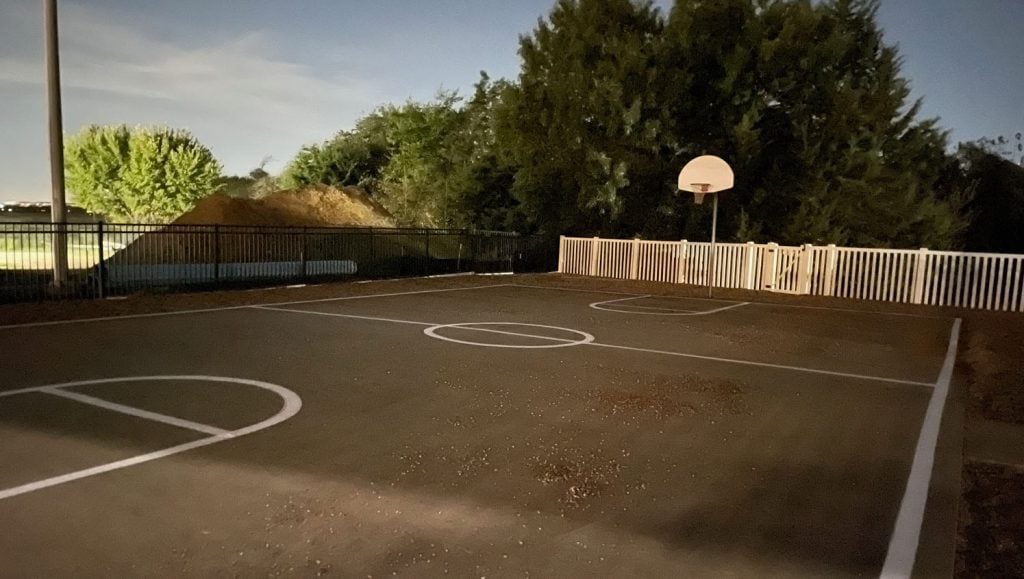 basketball court at The Kid's Corral freshly restriped