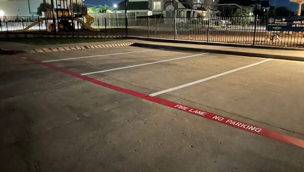ada compliance parking spots freshly painted for The Kid's Corral