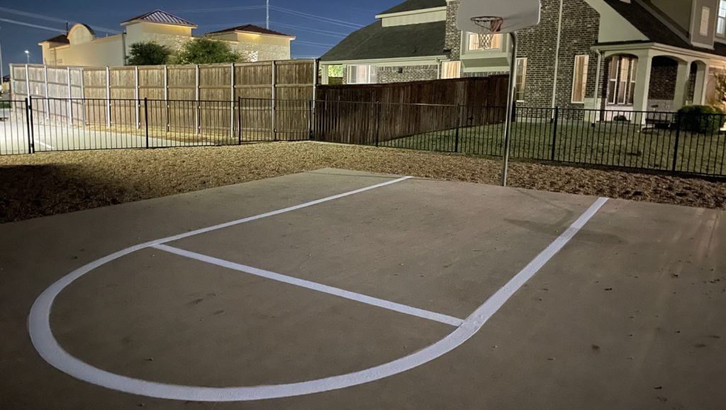 freshly painted fire lane striping for The Kid's Corral