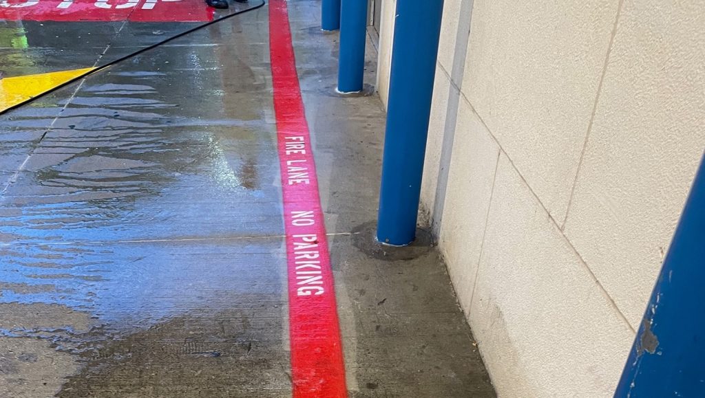 G-FORCE® employee line striping The Shops at Legacy West parking lot
