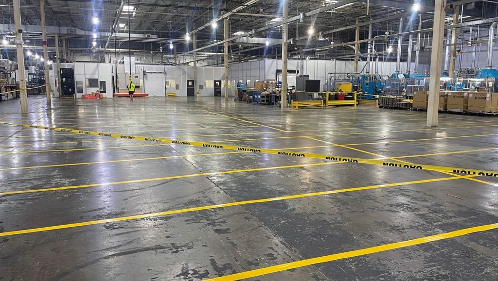 new pallet position markings in Wylie, Texas warehouse