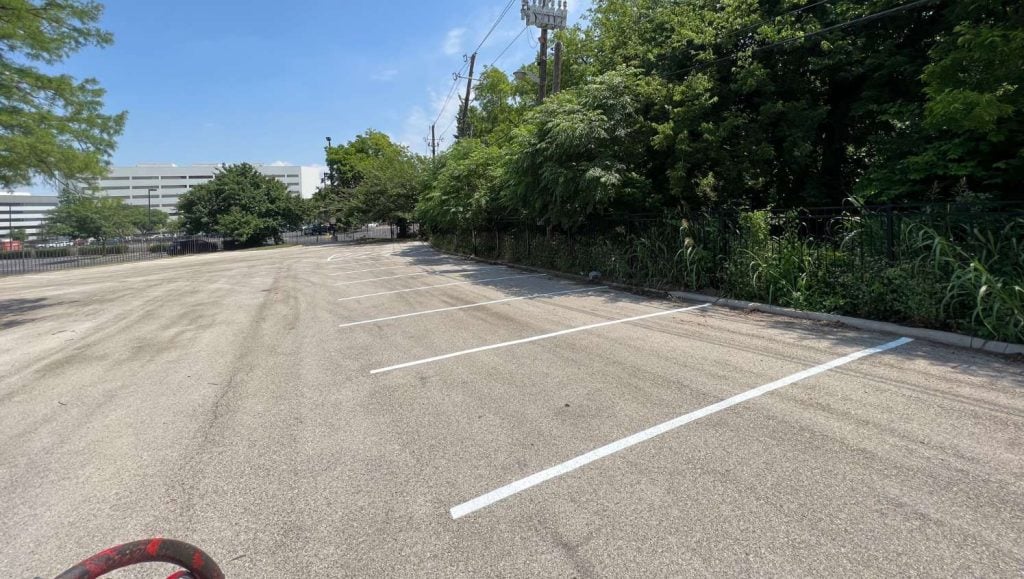 re-striped parking lot spaces