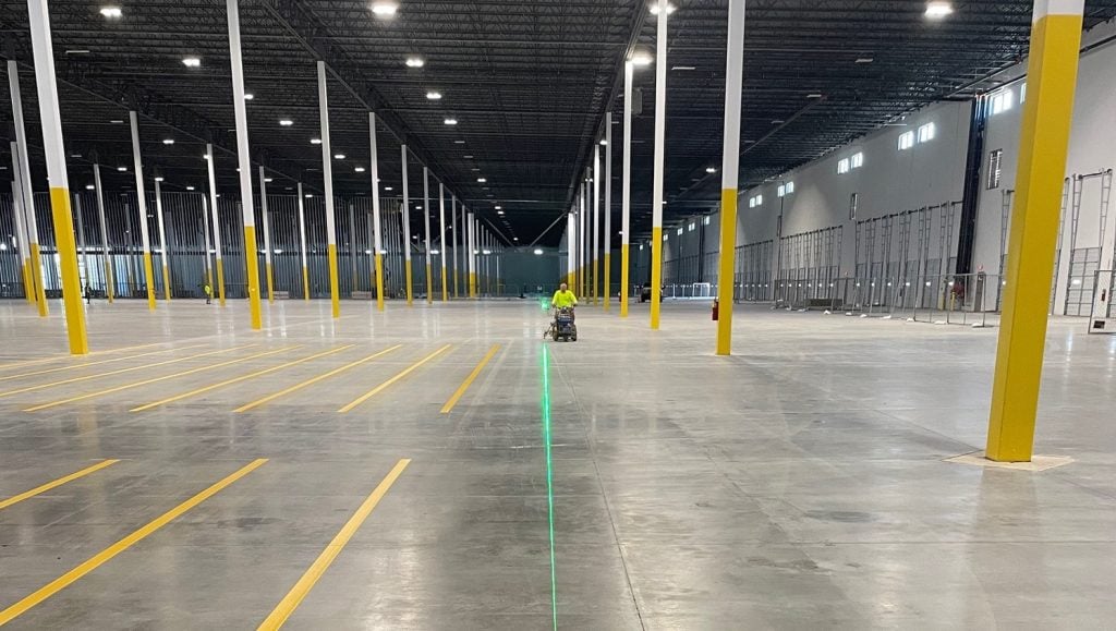 DHL Warehouse freshly painted line markings