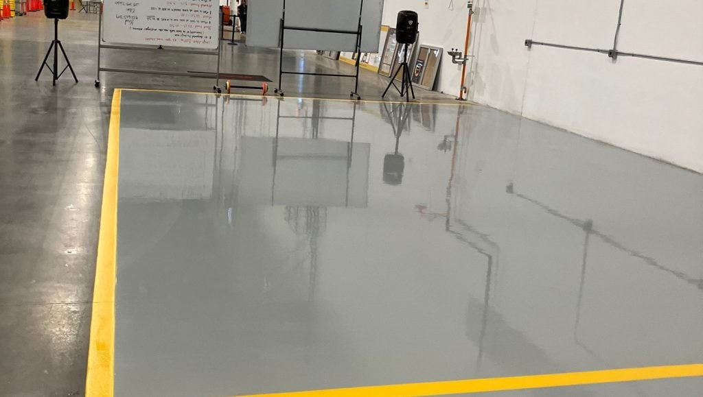 line markings freshly painted for warehouse