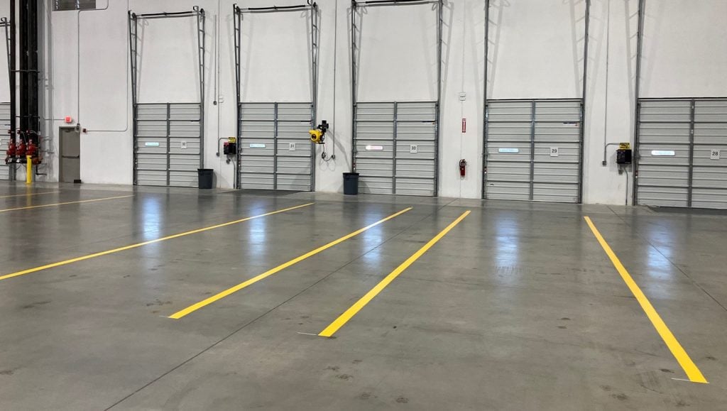 line markings freshly painted for DHL warehosue