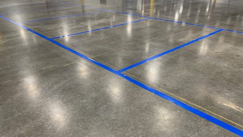 close-up of freshly painted line markings