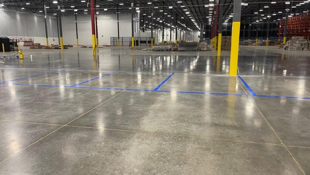 warehouse line markings freshly painted for Pratt & Whitney warehouse