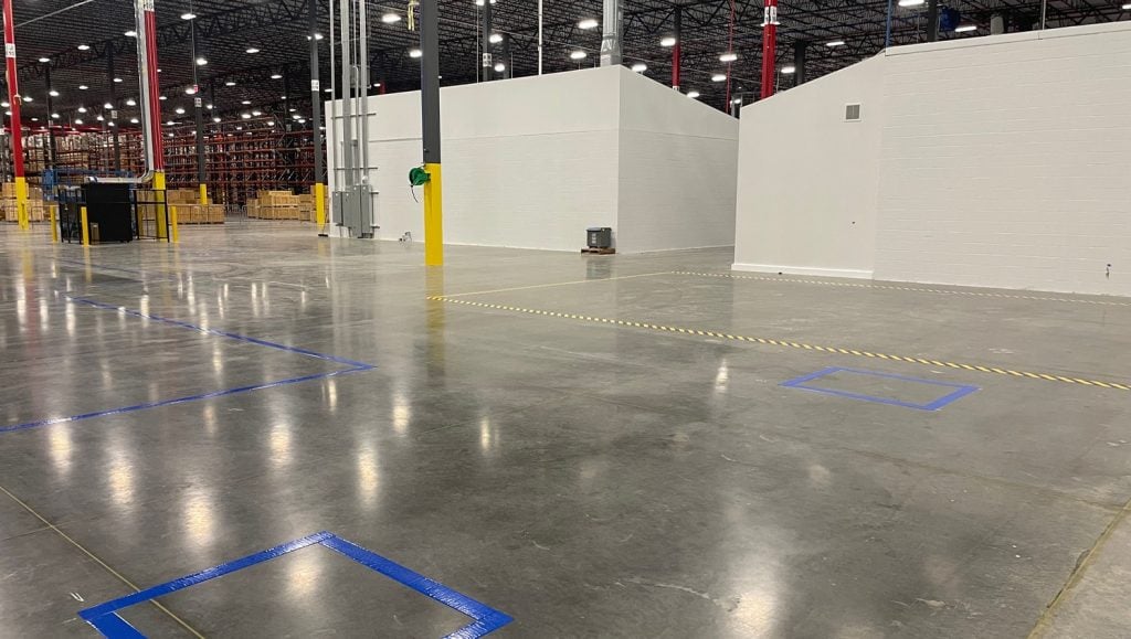 close-up of freshly painted line markings for Pratt & Whitney