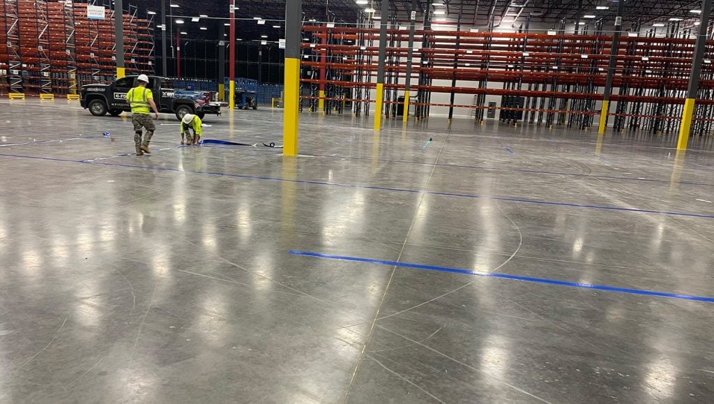 G-FORCE® employee line striping Pratt & Whitney warehouse