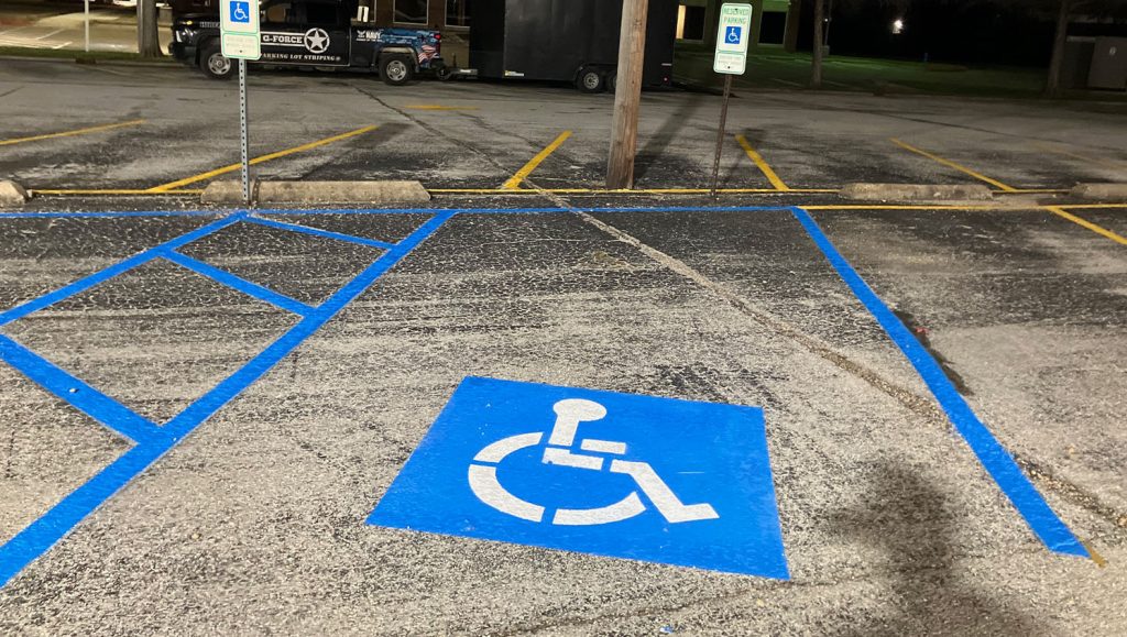 ada compliance parking spots freshly painted