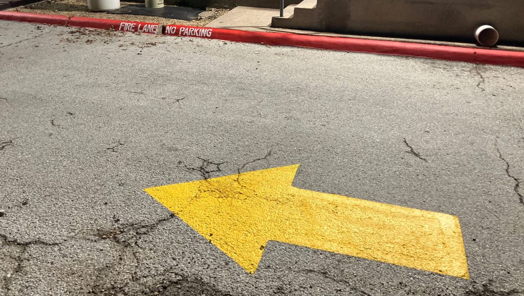 yellow arrow freshly painted