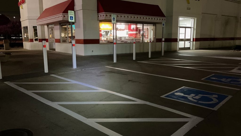 parking spots freshly painted for IN-N-OUT parking lot