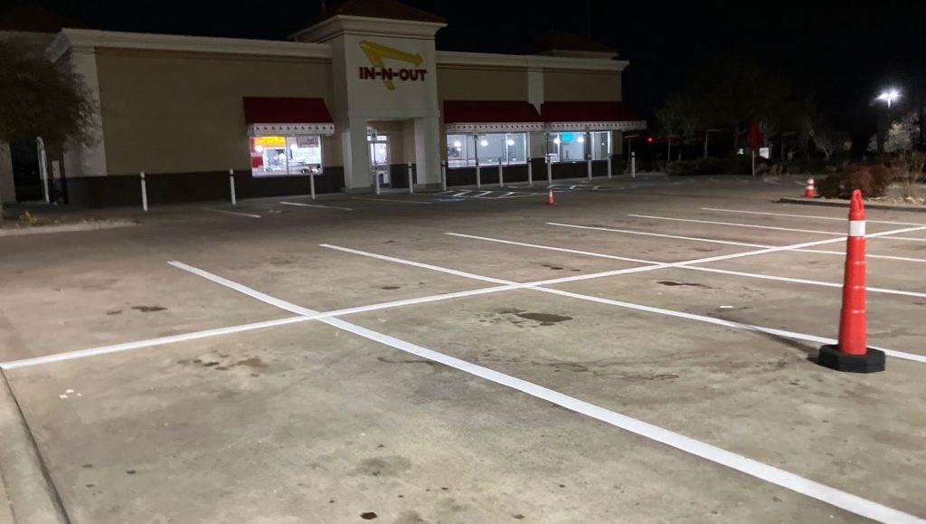 In-N-Out parking lot with freshly painted parking spots