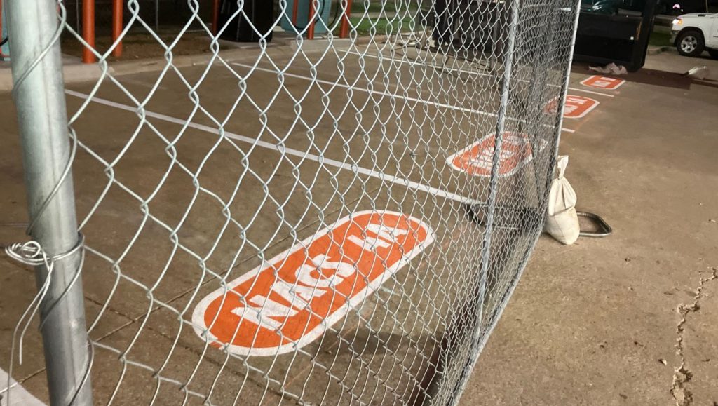 ev charging bay markings freshly painted for The Osborne Company parking lot
