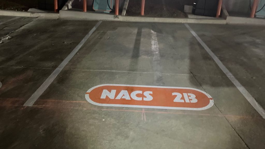 close-up of ev charging bay markings at The Osborne Company parking lot