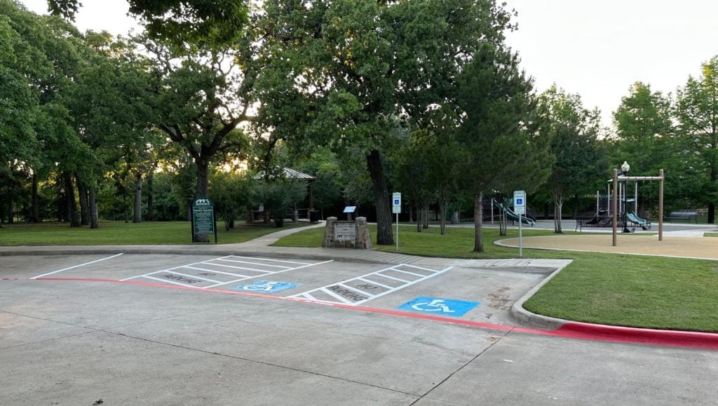 ada compliance parking spots freshly painted for Donald R. Barg Park