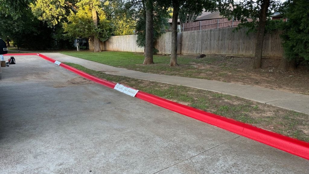 fire lane markings freshly painted for Donald R. Barg Park