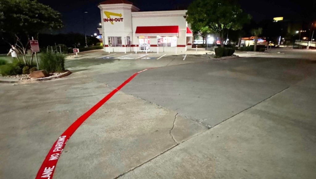 fire lane markings for IN-N-OUT Burger parking lot