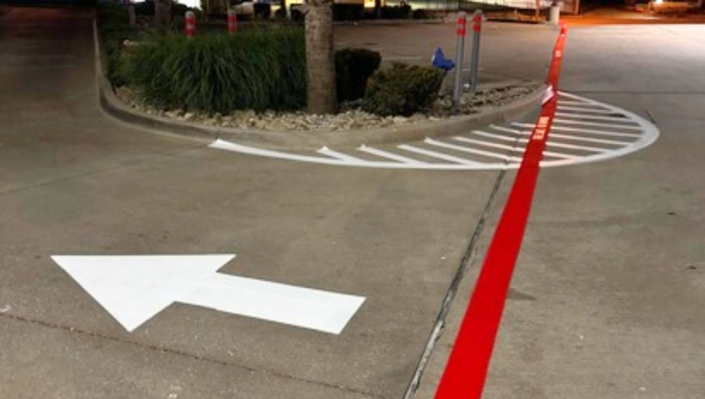 fire lane striping for IN-N-OUT Burger parking lot