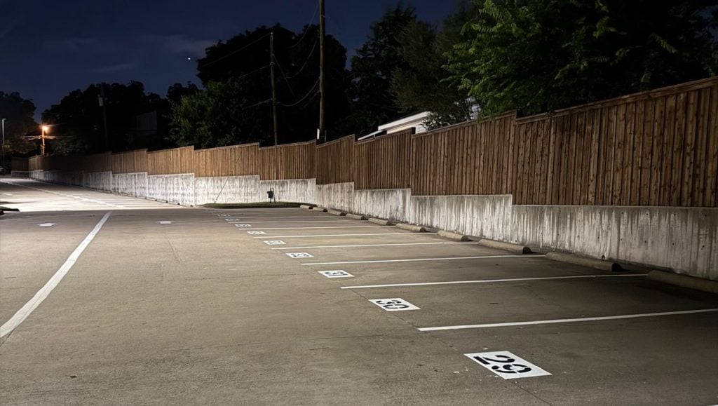 parking spots freshly painted for Dallas Academy