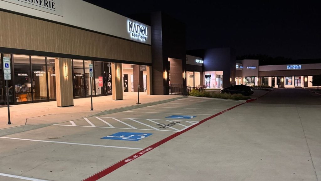 ada compliance parking spots freshly painted for Preston Park Village parking lot