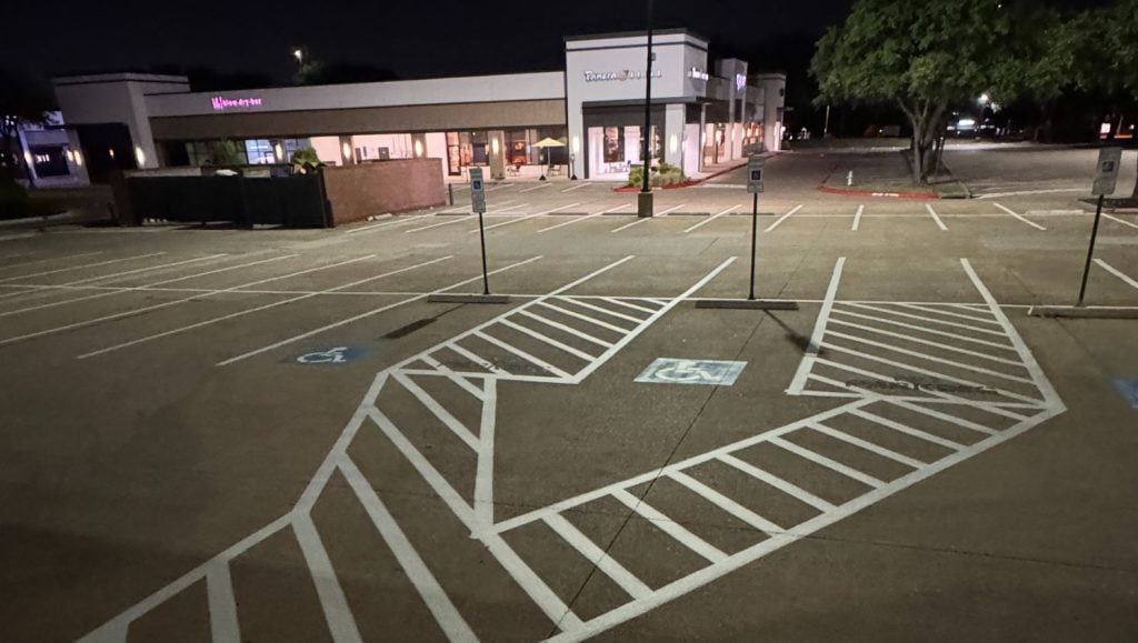 Preston Park Village parking lot freshly painted