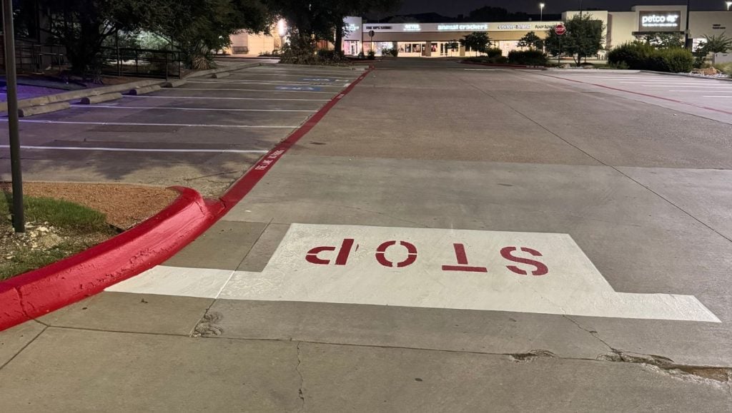 Preston Park Village parking lot freshly painted