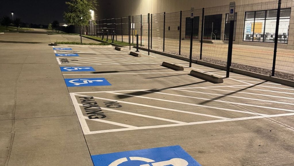 ada compliance parking spots freshly painted for DSV Solutions parking lot
