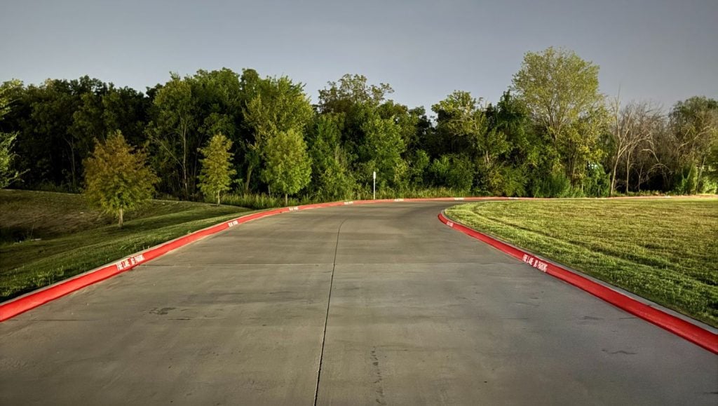 front view of DSV Solutions parking lot freshly painted