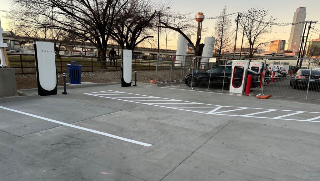 parking spots freshly painted for Fuel City