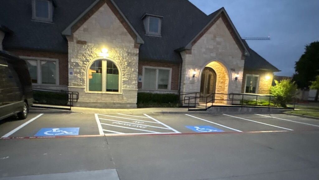 ada compliance parking spots freshly painted for New Horizons Center for Healing parking lot