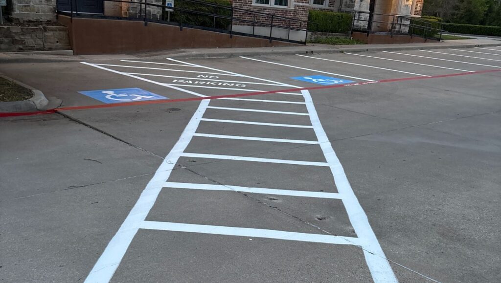 crosswalk freshly painted for New Horizons Center for Healing parking lot