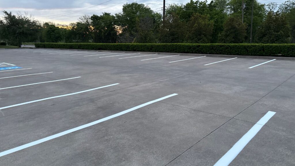 freshly painted parking spots for New Horizons Center for Healing parking lot