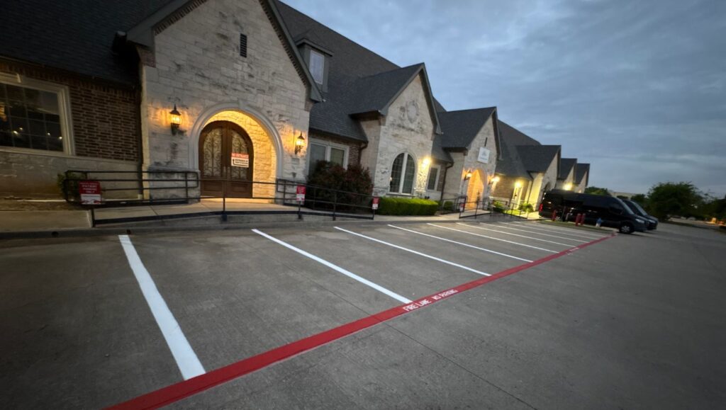 line markings freshly painted for New Horizons Center for Healing parking lot