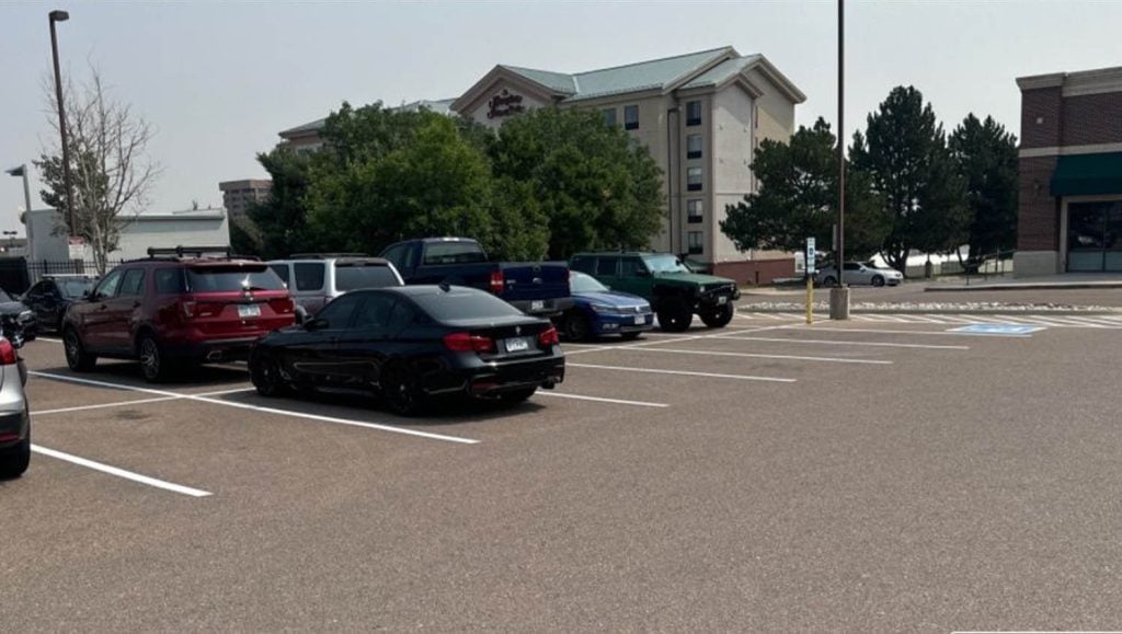 Barnes & Nobles parking lot with freshly painted parking spots