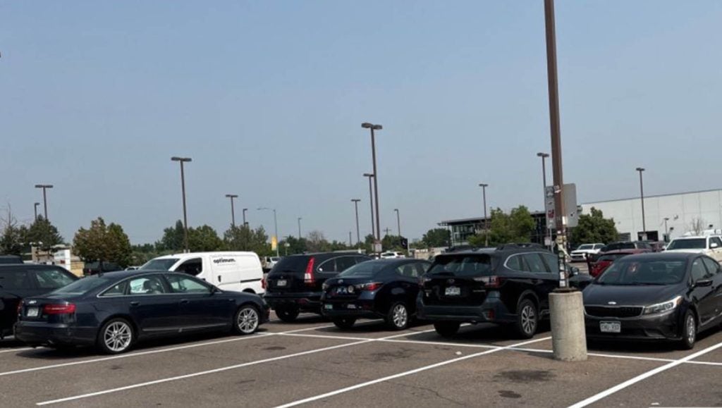 front view of Barnes & Nobles parking lot after restripe
