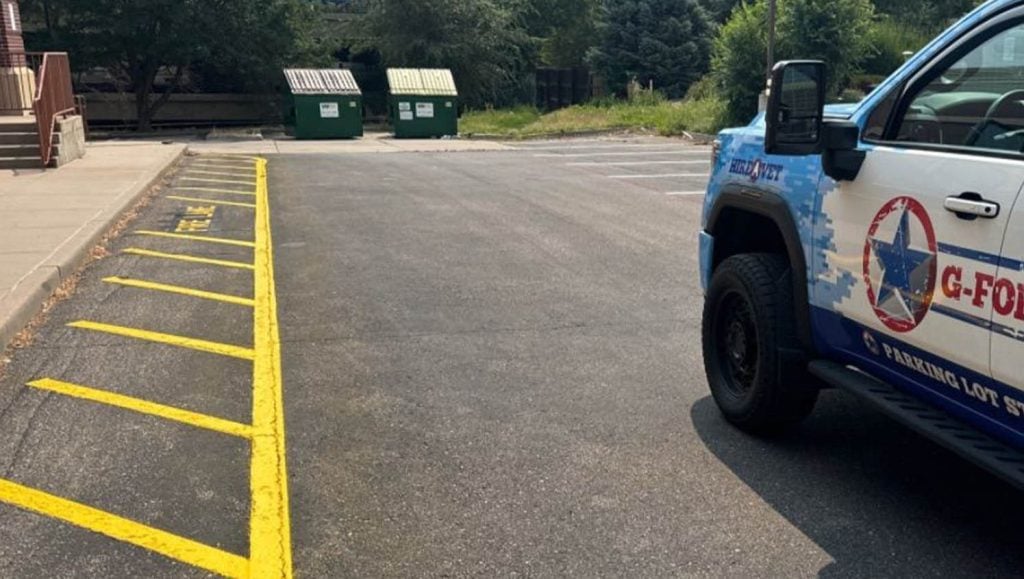 Barnes & Nobles parking lot with freshly painted parking spots