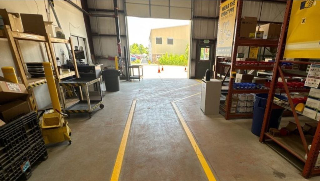 freshly painted line markings for Rexel warehouse