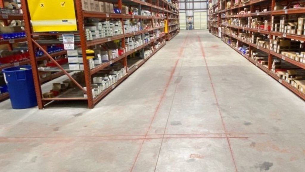 warehouse with faded line markings