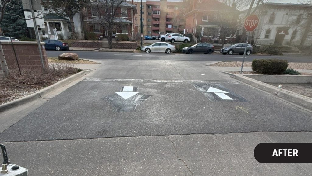 freshly painted line markings for Trader Joe's parking lot