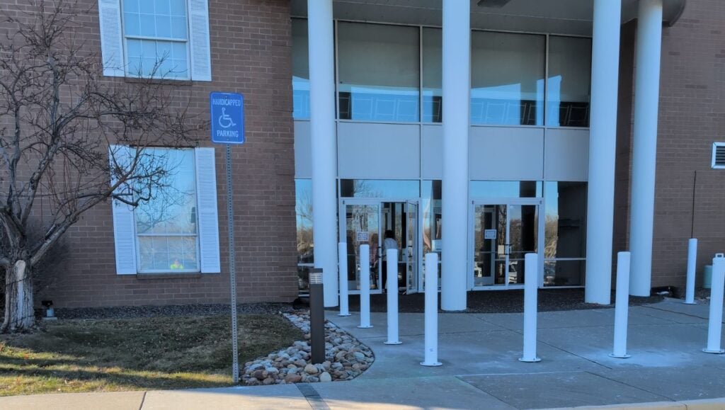 close-up of bollard installation for Tri-City Baptist Church