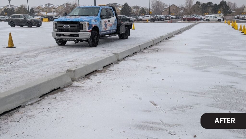 Curbo Curbs parking lot with new stops installed