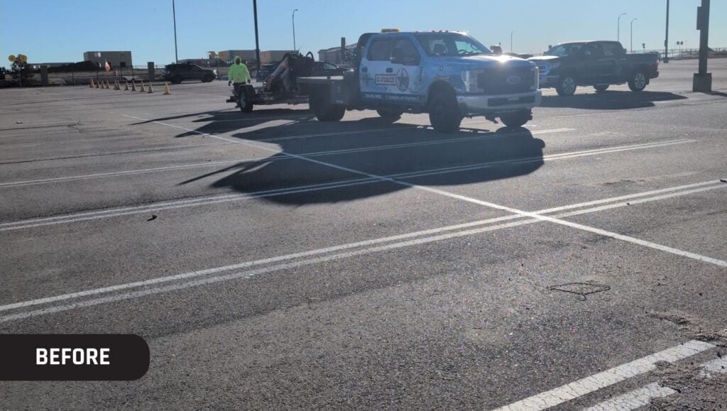 Curbo Curbs parking lot before parking stops installation