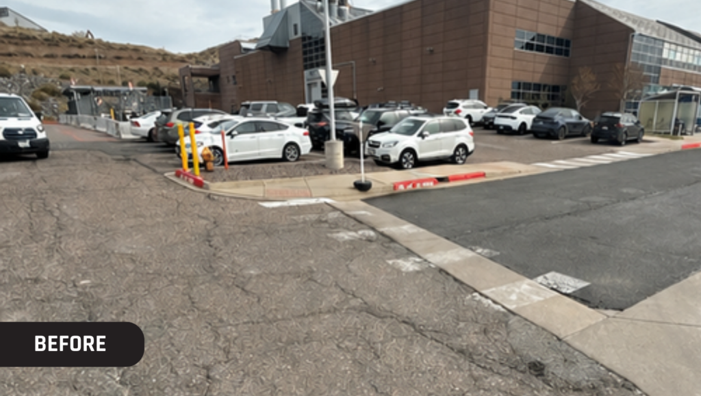 Before Line Striping for the National Lab of the Rockies East Gate Road in Golden, CO
