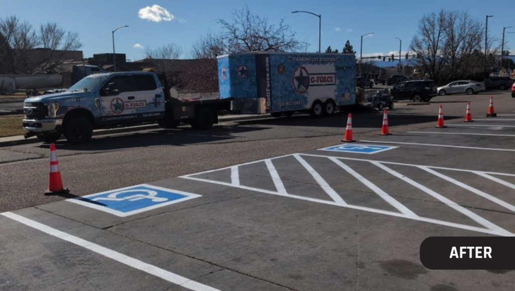 After Line Striping for O’Reilly’s Auto Parts in Windsor, CO