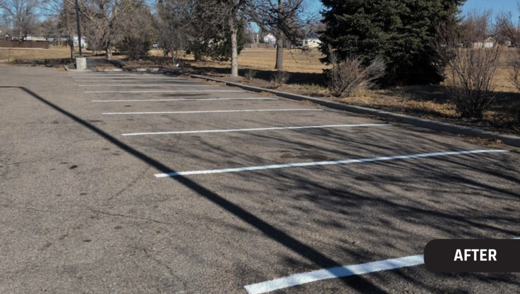 After Line Striping Project for O’Reilly’s Auto Parts in Windsor, CO