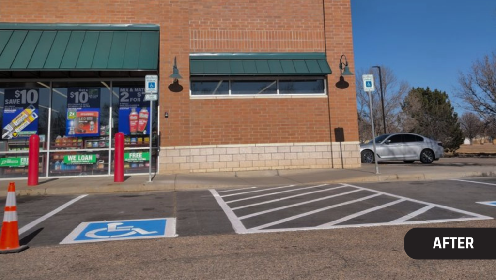 After Line Striping Work for O’Reilly’s Auto Parts in Windsor, CO