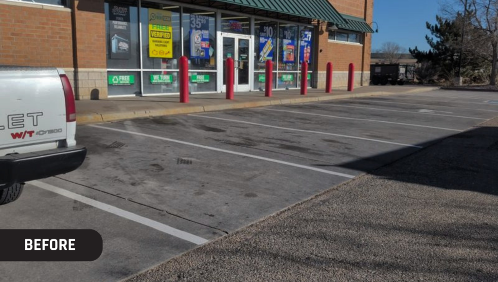 Before Line Striping for O’Reilly’s Auto Parts in Windsor, CO
